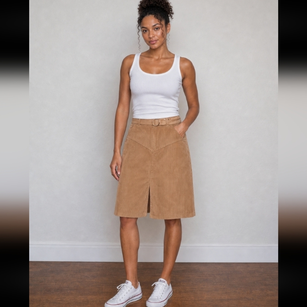 Vintage Size 9 Juniors CLYDE Corduroy Belted Skirt